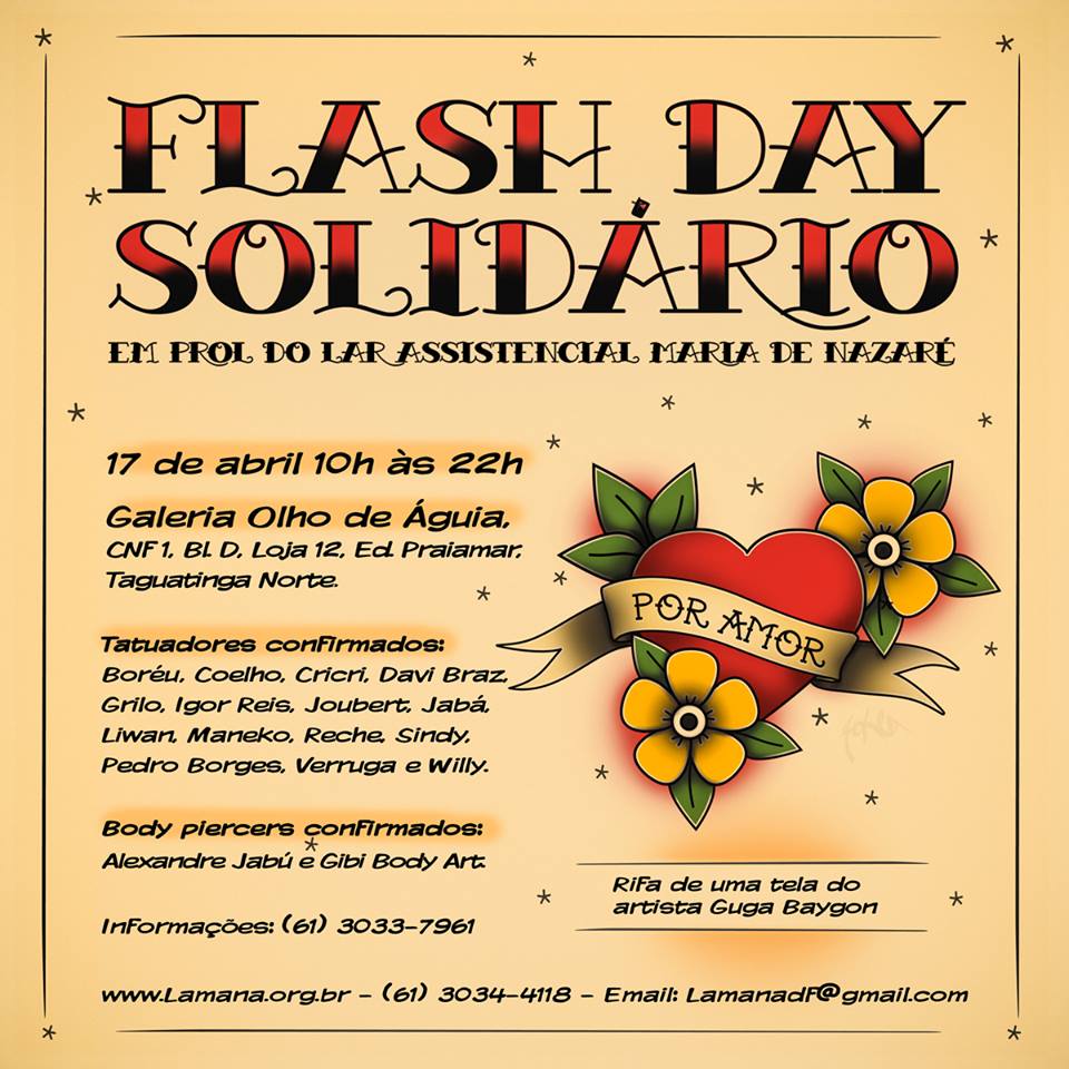 Flash Day solidrio em prol do Lar Assistencial Maria de Nazar.Domingo 17 de Abril.Local:Galeria Olho de guia.