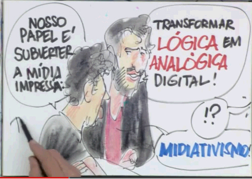 A repercuss?o do Roda Viva com os idealizadores do M?dia Ninja.Arte Cartunista Paulo Caruzo.