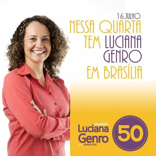 A presidenci?vel Luciana Genro estar? HOJE em Bras?lia, onde far? o lan?amento da candidatura do PSOL 50!!!