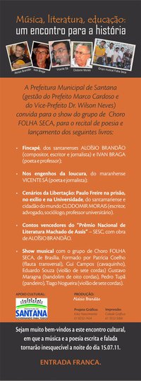 RECITAL DE POESIA, LAN?AMENTO DE LIVROS E SHOW MUSICAL.